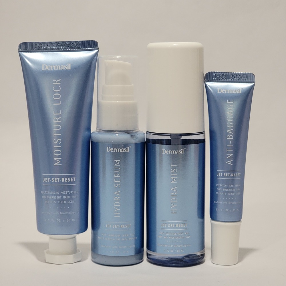Dermasil Jet-Set-Reset Skincare Set Hydra Serum Mist Moisture Lock Anti-Baggage